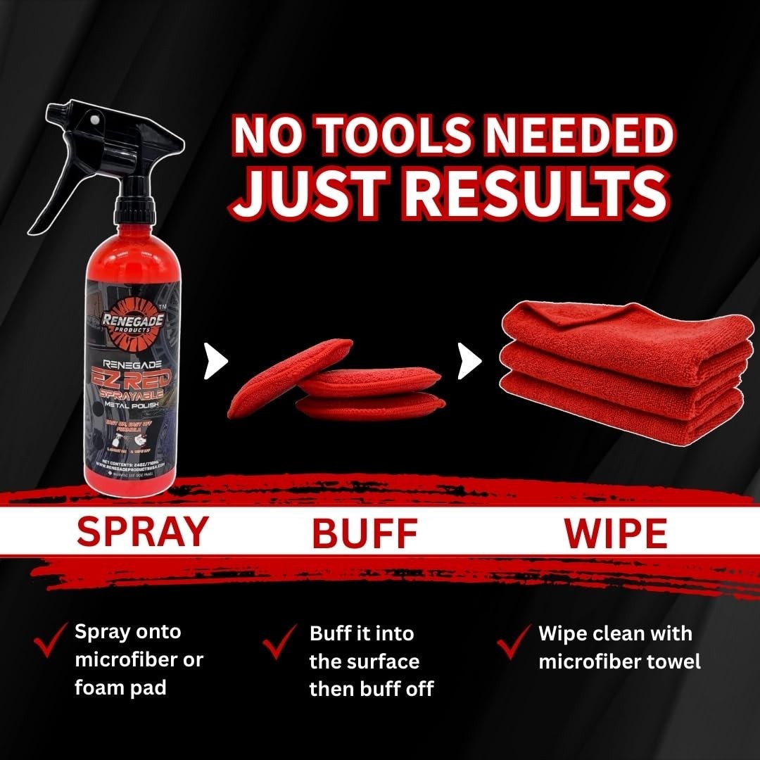 EZ Red Sprayable Metal Polish & Cleaner for Chrome, Aluminum, Stainless Steel –