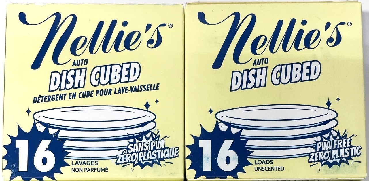 Nellie’s Auto Dish Cubed Dishwasher Cubes, Unscented, 2 packs 32 Loads total
