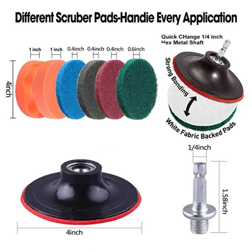 UNTIOR Electric Drill Brush Attachment Set Power Scrubber Brush Car Polisher