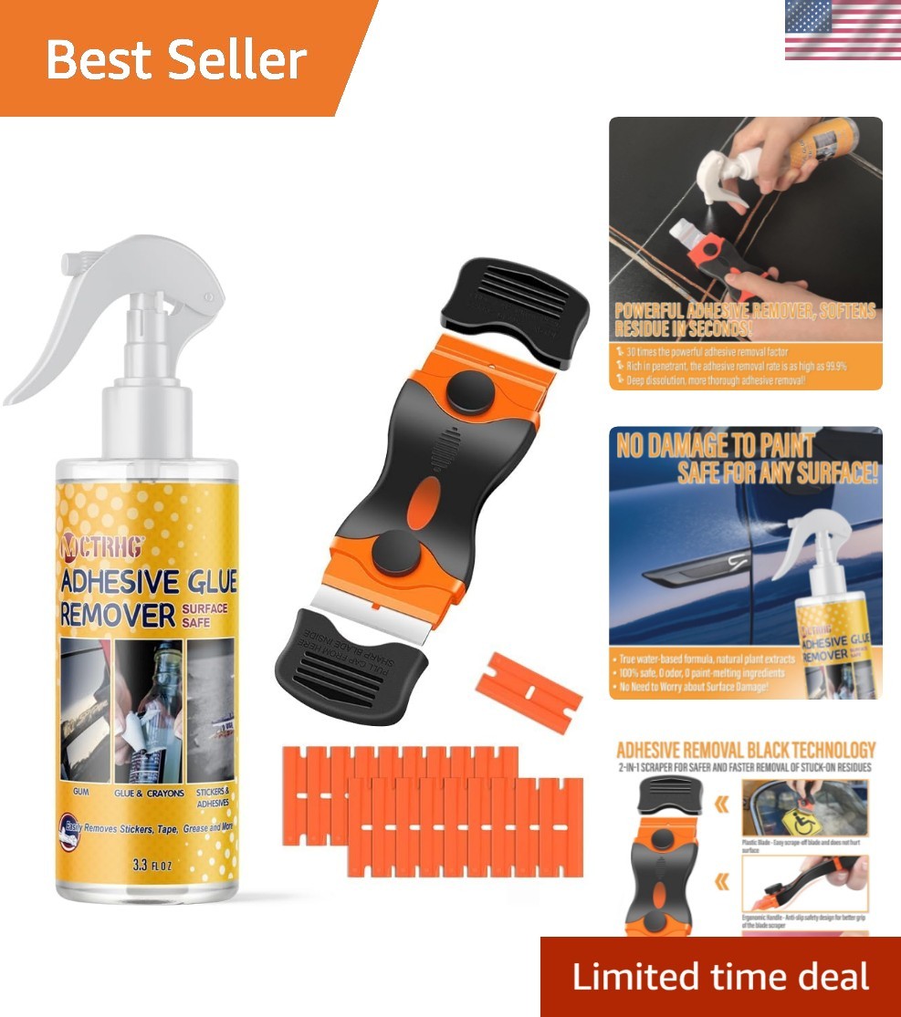 Adhesive Remover, 3.3 fl.oz Sticker Remover Spray for Labels, Glue Remover wi…