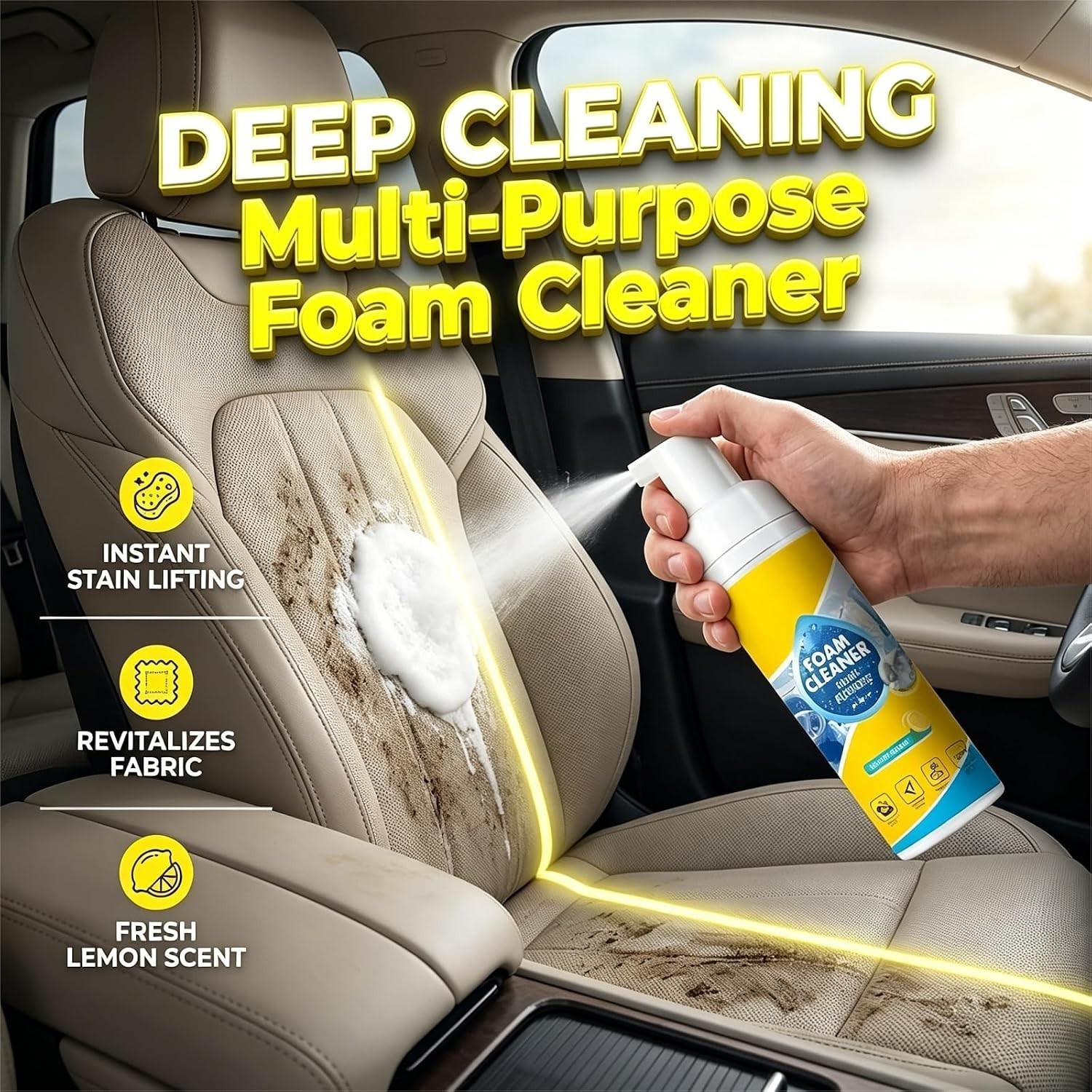4-in-1 Multi-Enzyme Foam Cleaner, All-Purpose Spray 5oz with Sponge & Towel