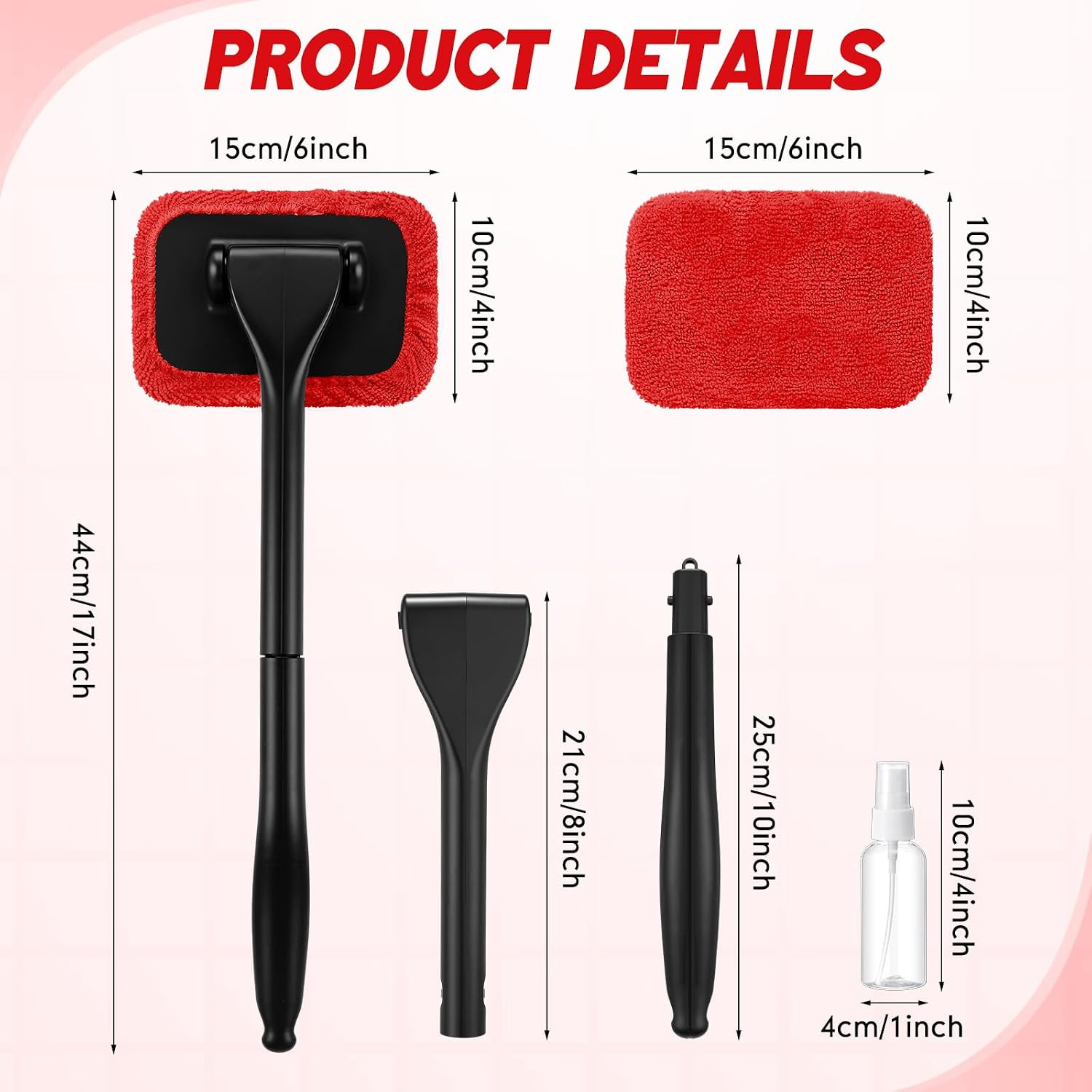 8 Pcs Car Windshield Cleaner Tool Kit with Removable Handle, Microfiber Towel Pa