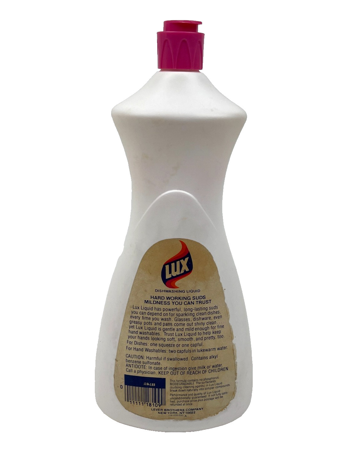 Vtg 1980’s Lever LUX Dishwashing Liquid Dish Detergent 32 Ounces Prop! 95% Full