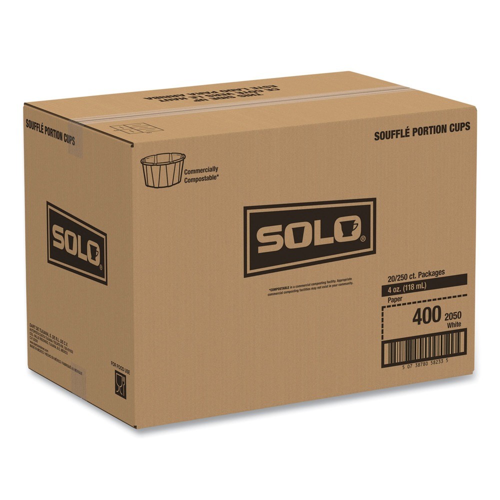 SOLO 400 4 oz Paper Portion Cups – White (5000/CT) New
