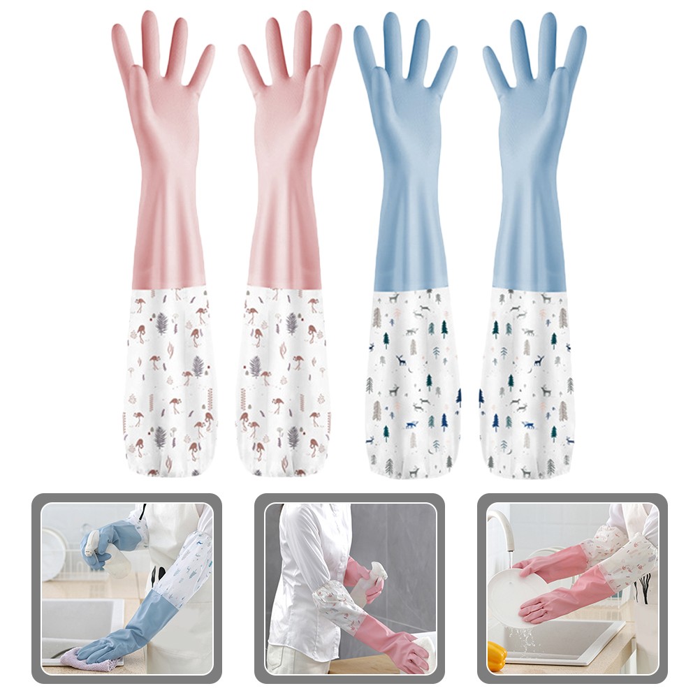 Washing Gloves Kitchen Long Waterproof Dish Cleaning Gloves Rubber Latex Protect