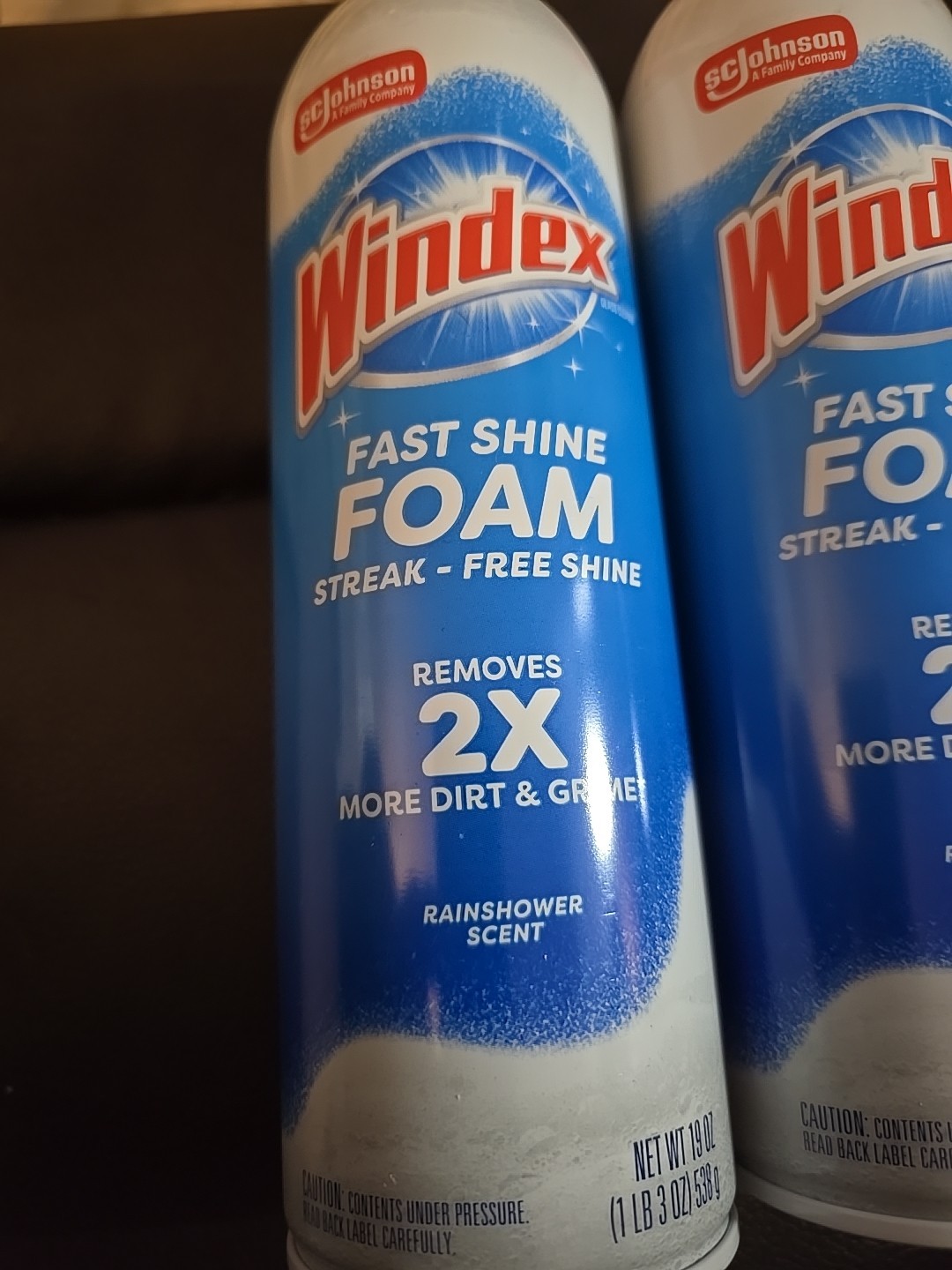 2 Windex Fast Shine Foam Glass Cleaner No-Drip Aerosol Spray, 19 oz (C6)