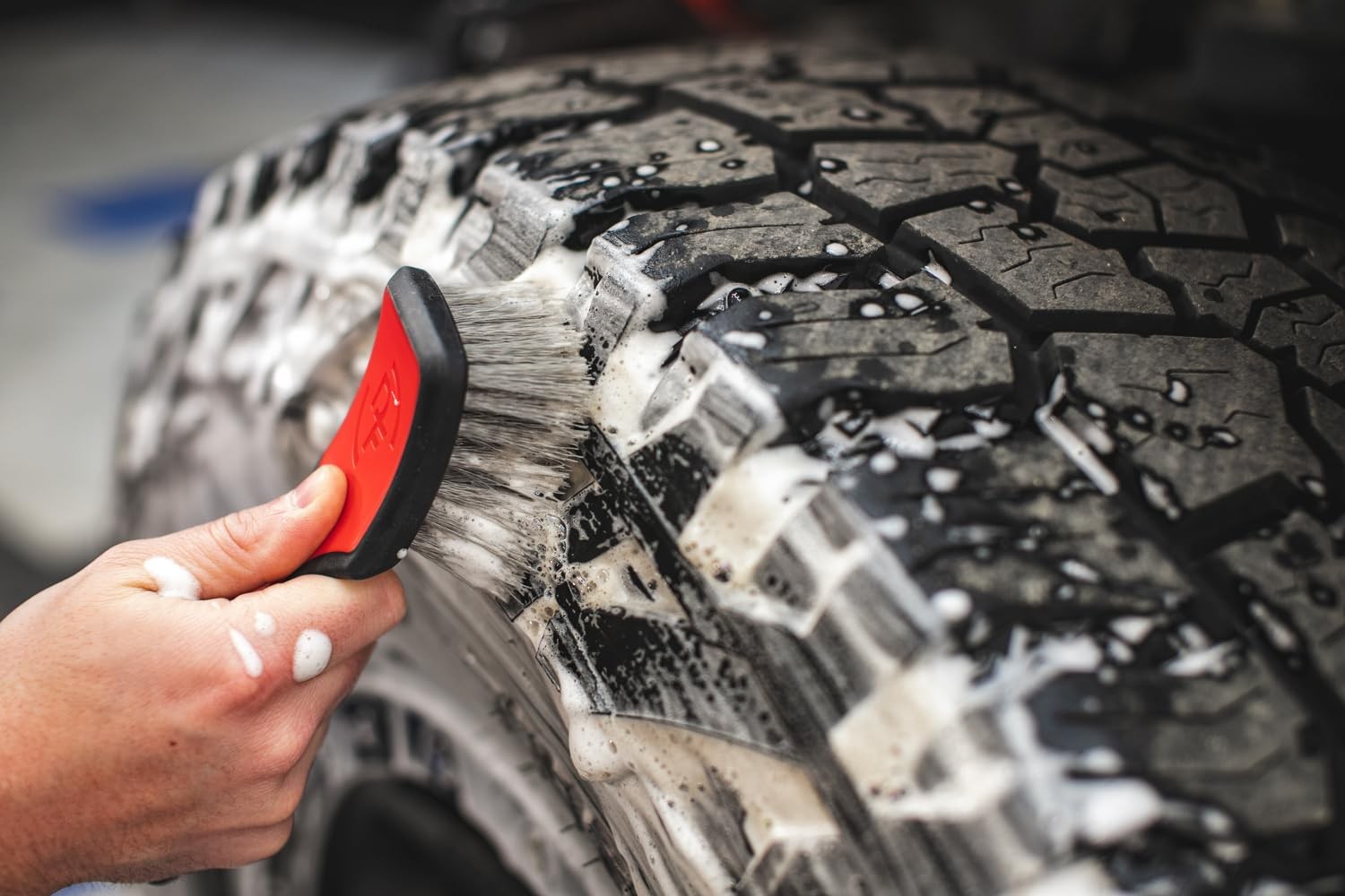 ProGrip Tire Brush Ergonomic Handle, Stiff Bristles for Easy Tire Cleaning