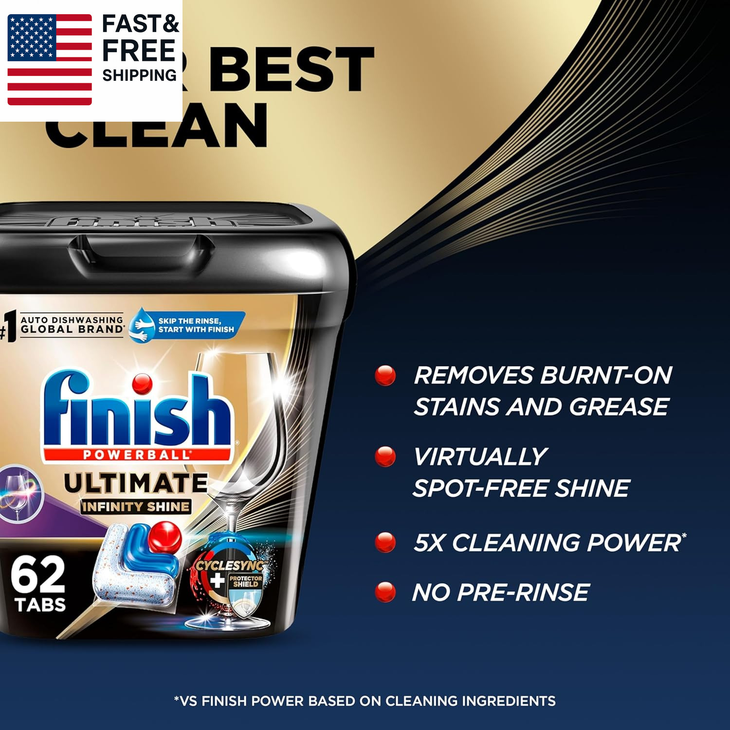 Ultimate Infinity Shine Dishwasher Pods, No Pre-Rinse Dishwasher Deter 62 Count