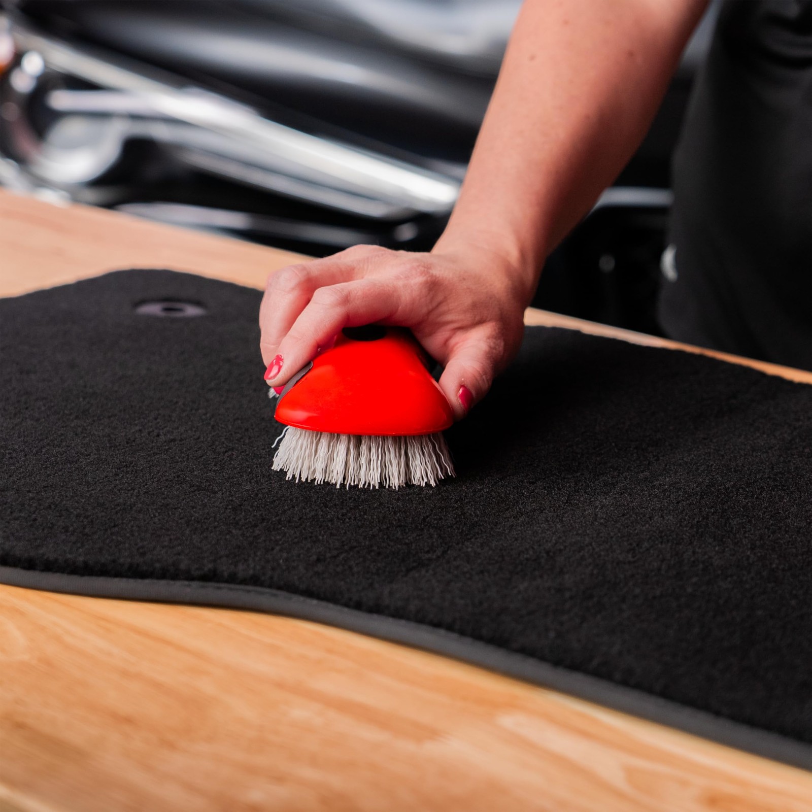 Stiff Bristle Carpet and Upholstery Cleaning Scrub Brush for Automotive, Home