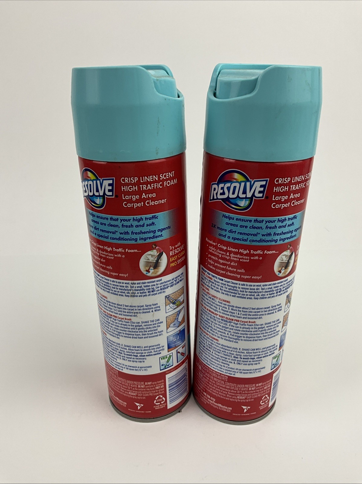 2 Pack Resolve High Traffic Area Carpet Foam 22oz Crisp Linen Scent