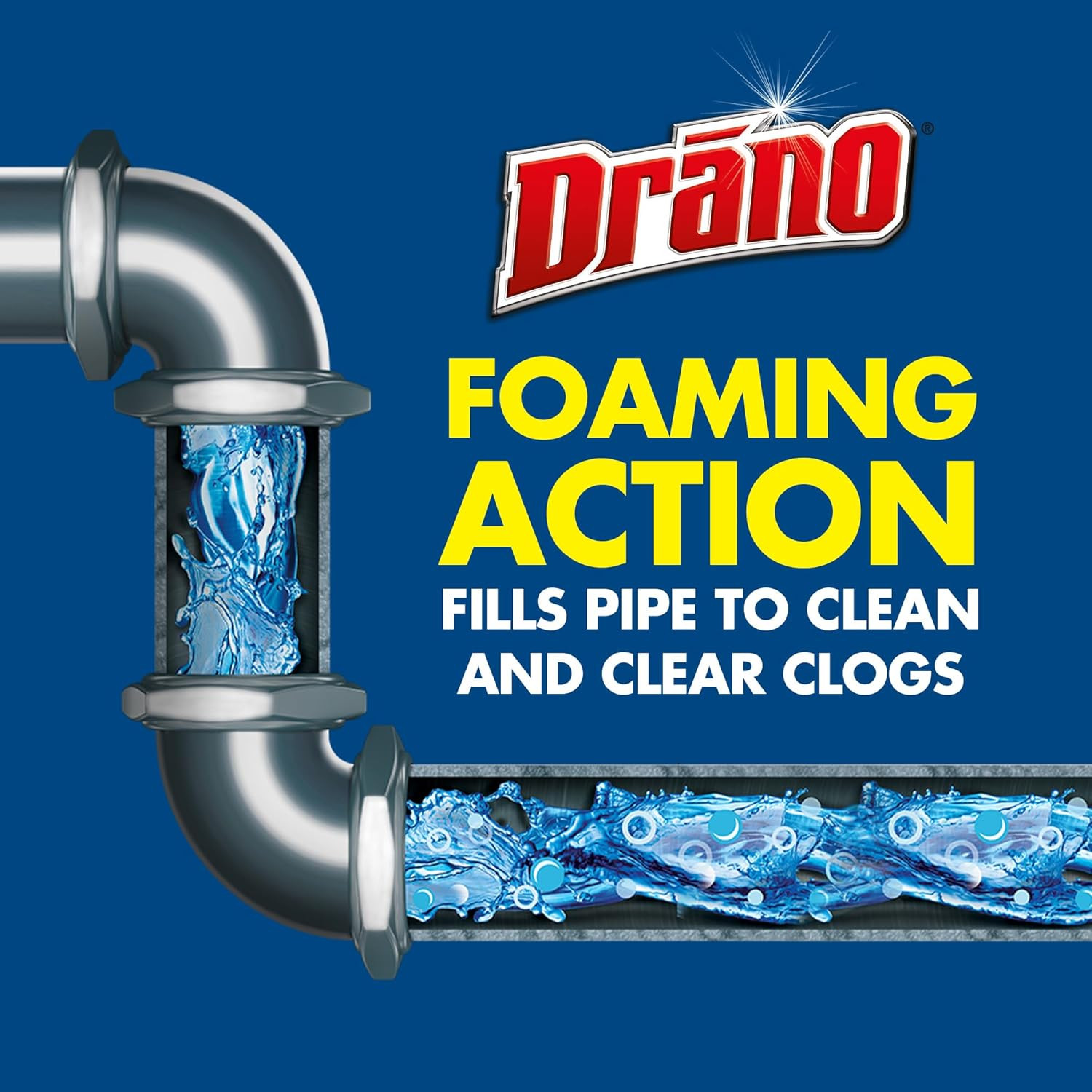 Dual-Force Foamer Drain Clog Remover Cleaner for Shower Sink Drains 17 Fl Oz
