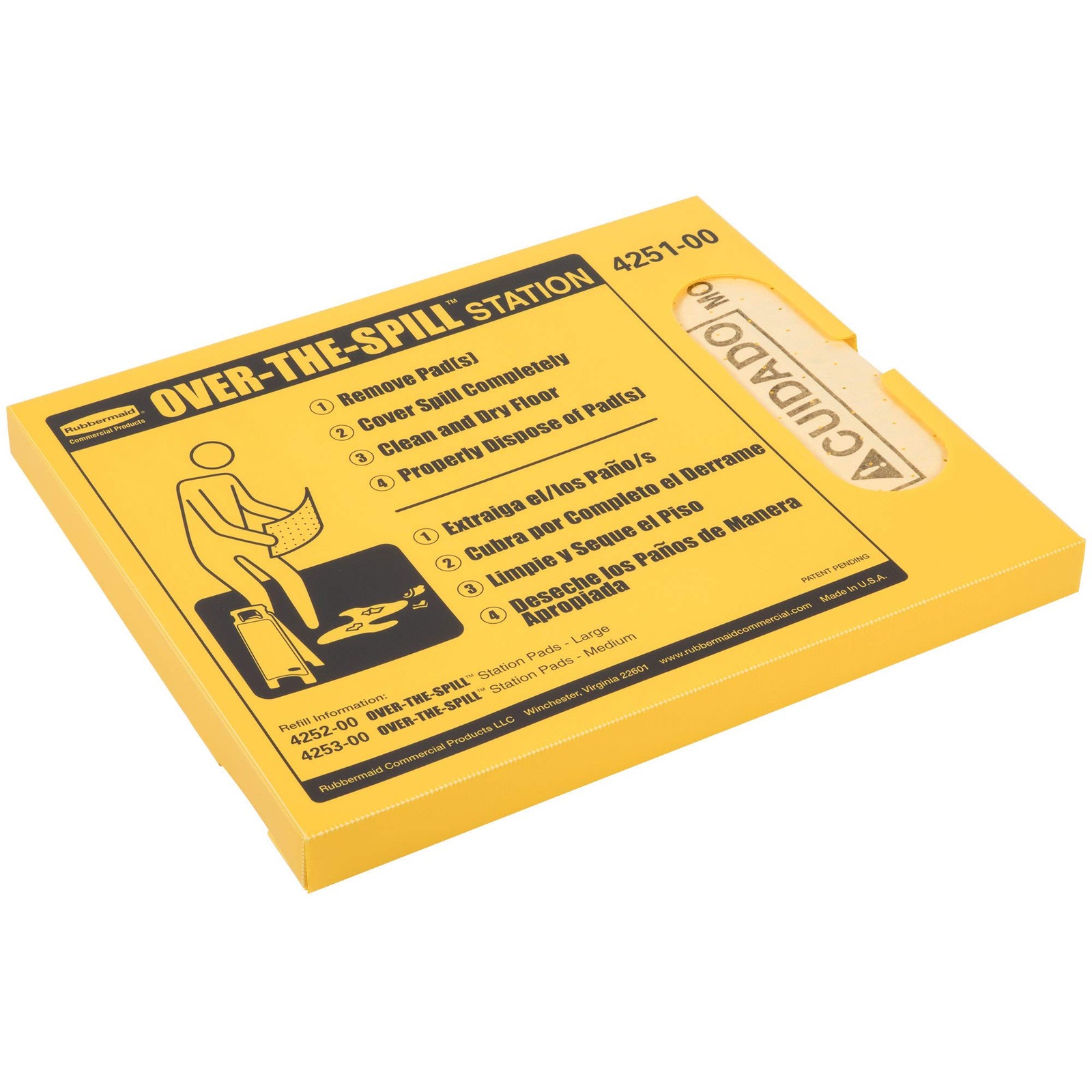 Rubbermaid Over the Spill Station Janitorial Supply Kit Yellow Safety Pads