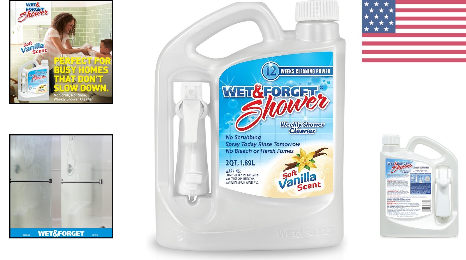 All-Surface Shower Cleaner – 64 Oz, Bleach-Free, Vanilla Fresh & Easy on Grime