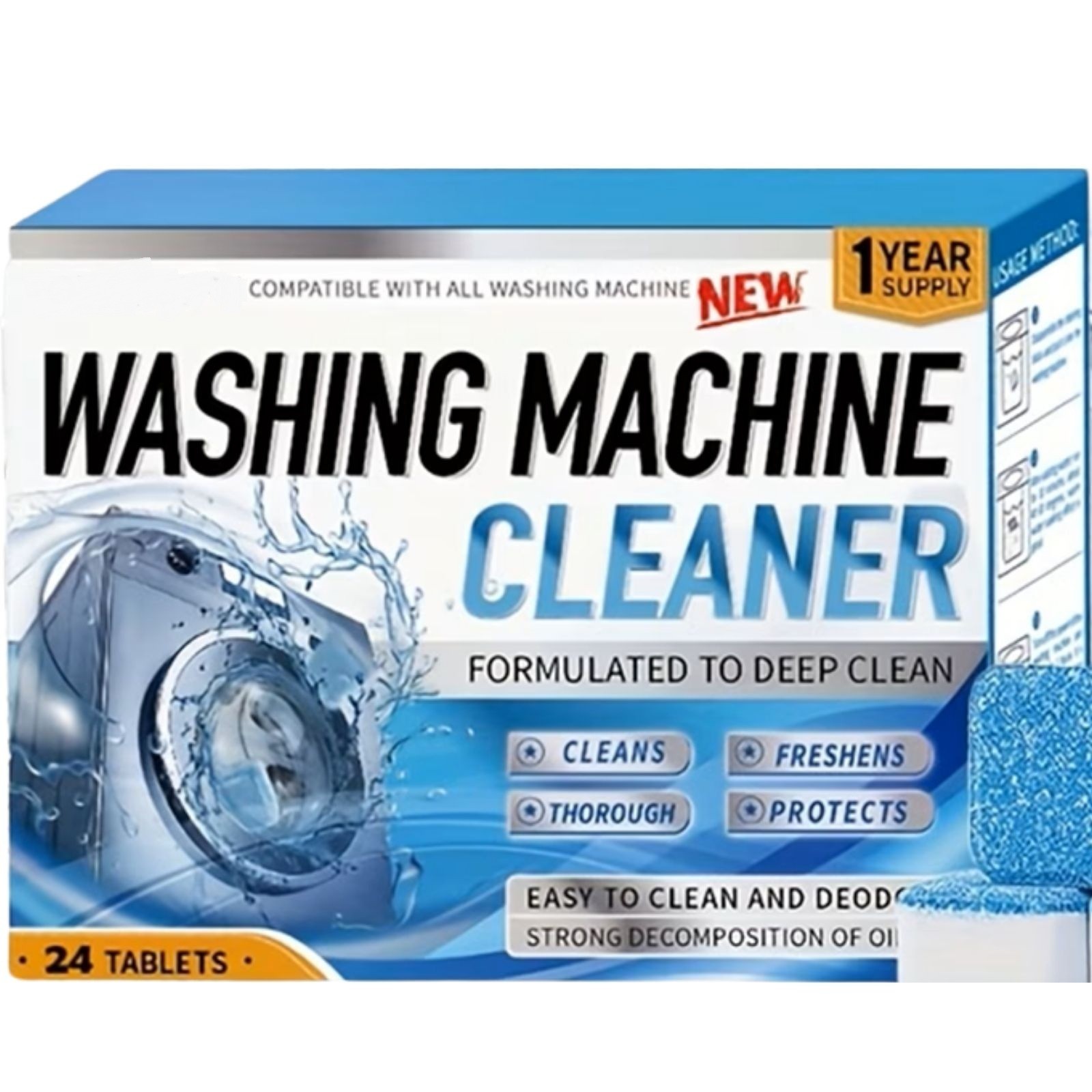 Washing Machine Cleaner Tablets Descaler for HE Front & Top Load Washer Deep