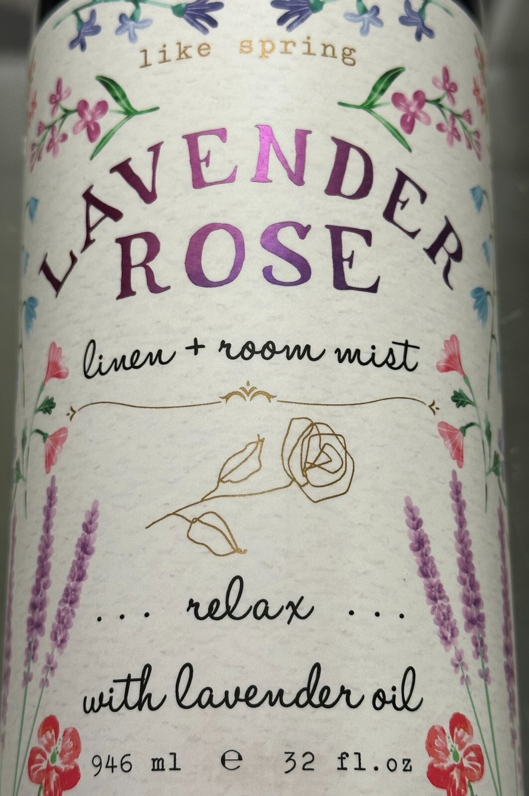 Like Spring ~ LAVENDER ROSE Relax Linen Room Fabric MIST with Lavender Oil 946ml