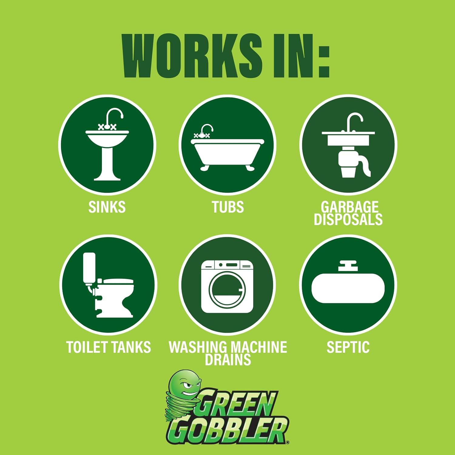 Green Gobbler Drain Cleaner & Deodorizer FRESH SCENT Sticks for Toilet Tanks, Si