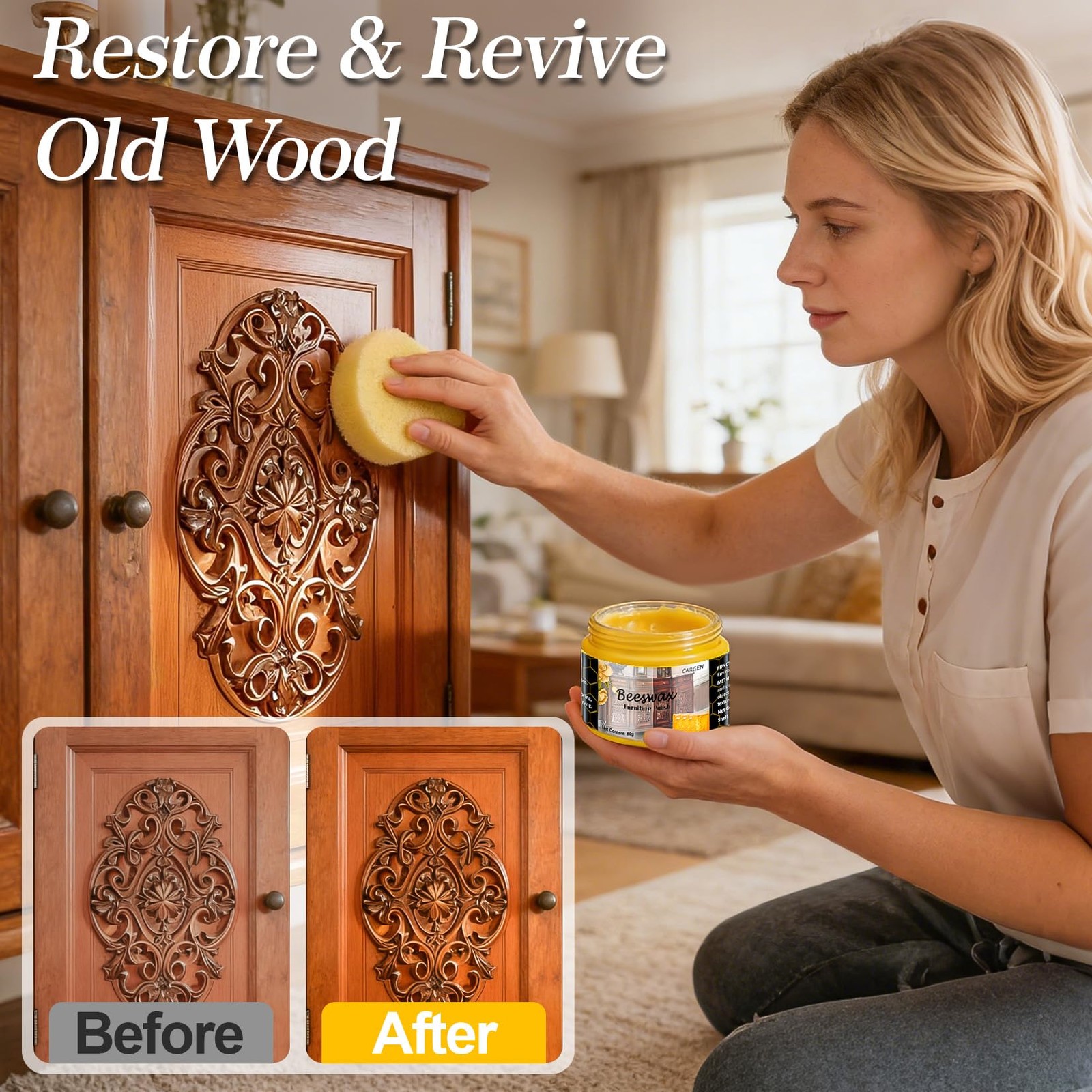 Beeswax Furniture Polish, Wood Seasoning Beeswax for Furniture Wood Wax for D…