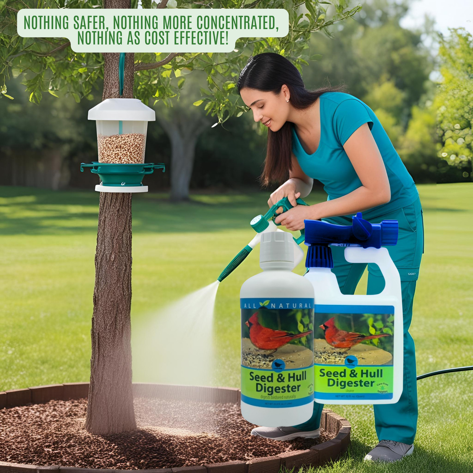 Bird Seed Hull & Waste Digester | Natural Cleaner for Under Feeders | 32 oz & 33