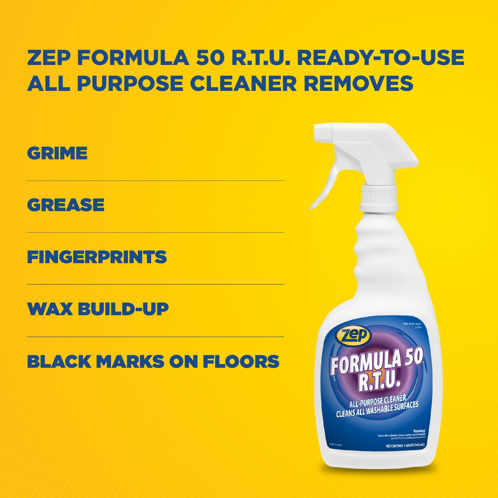 Zep Formula 50 R.T.U. All-Purpose Cleaner -1 Qt (Case of 12) -F50001 –