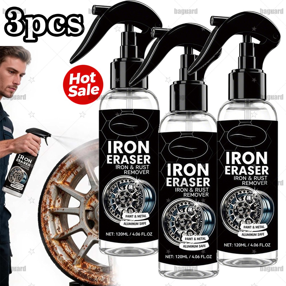 2026 Iron Eraser Rust Remover Spray Car Wheel Paint Brake Dust Fast Cleaner 3PCS