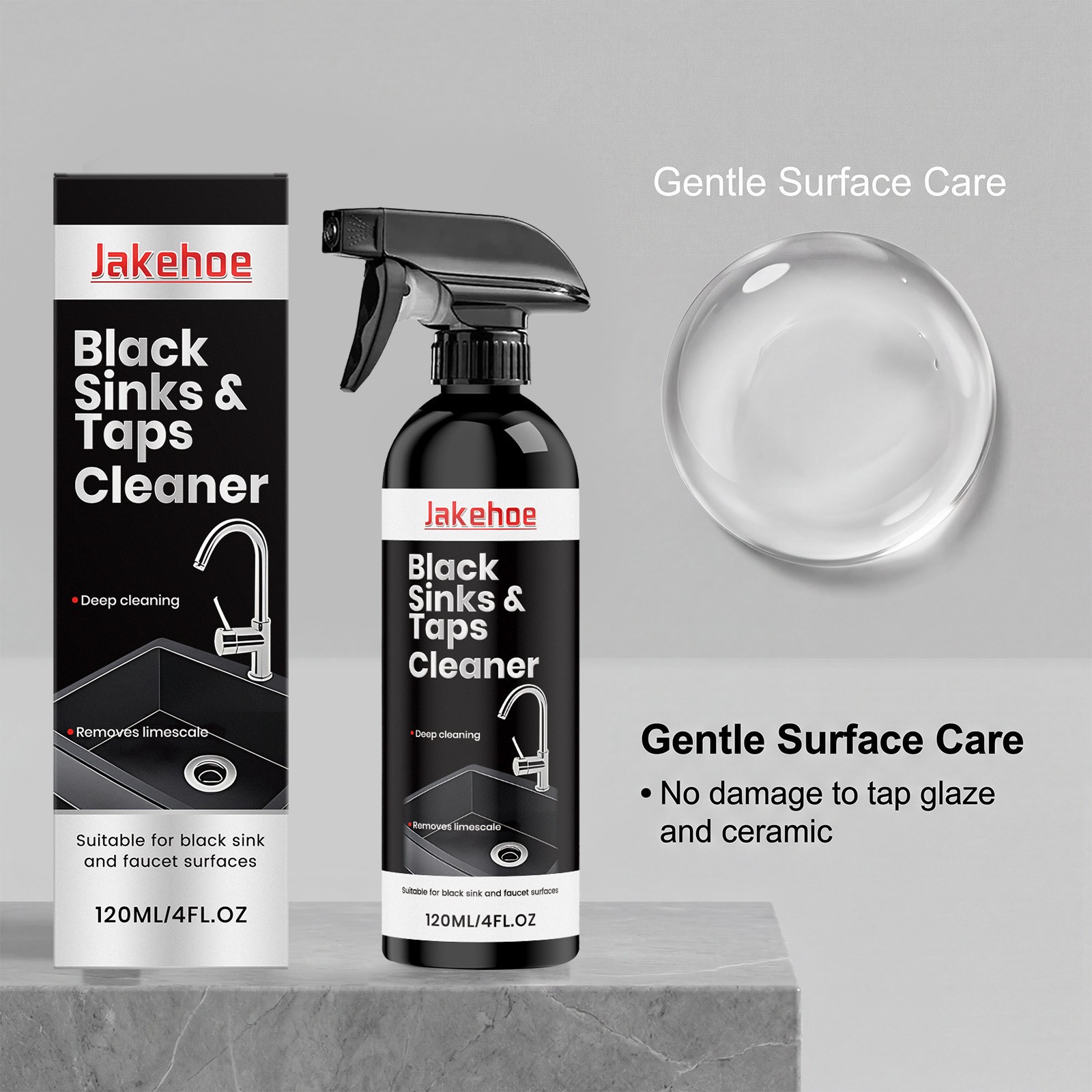 Black Sink and Tap Cleaner Spray,Water Stain Limescale Remover for Black Faucets