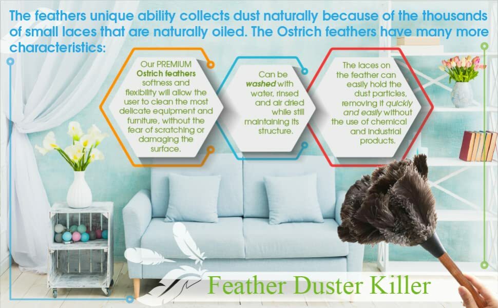 GM Ostrich Feather Duster (Sizes: 14″, 16″, 22″, 28″) Feather Color: Black
