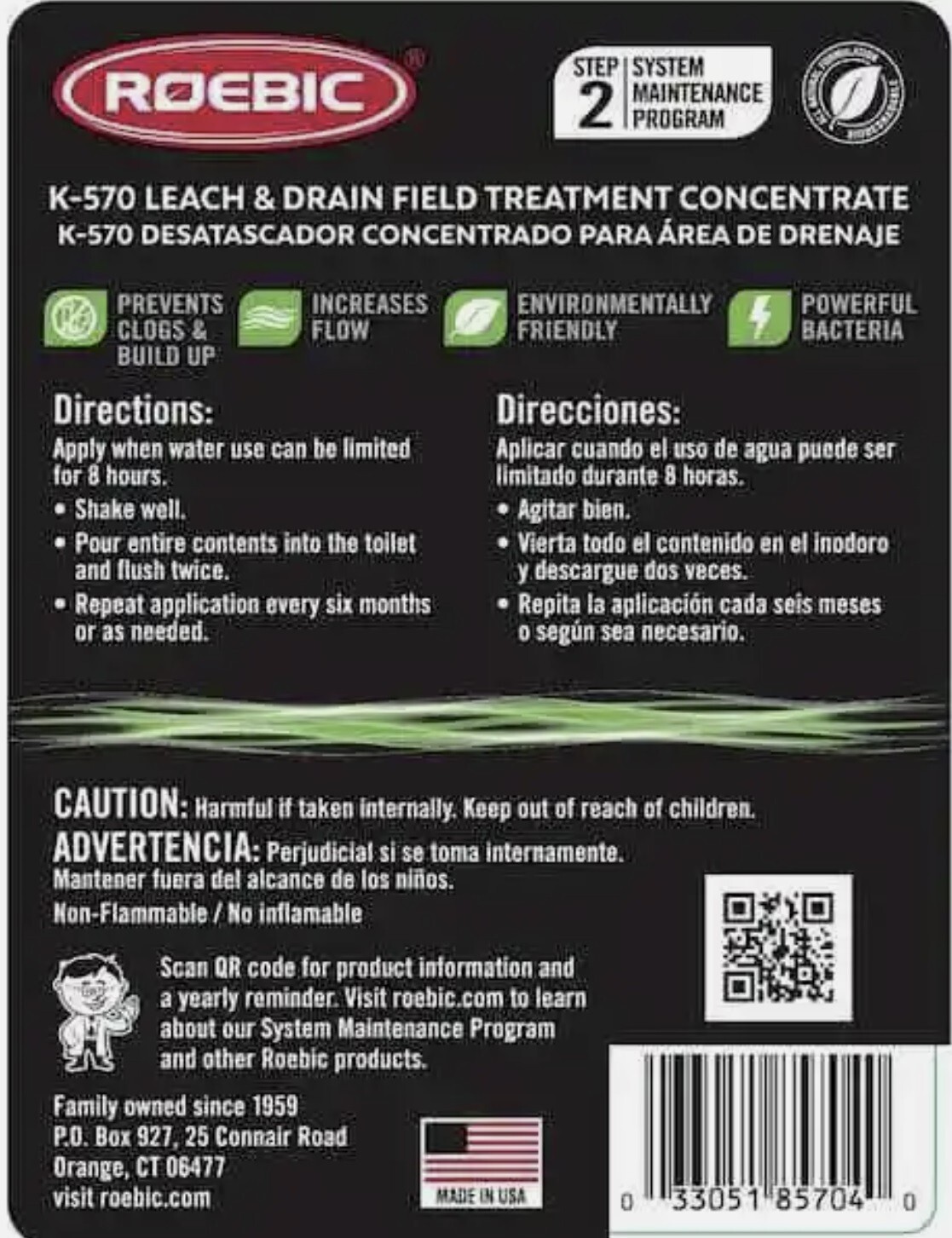 Roebic K-570 Quart Concentrate Leach Septic Drain Field Treatment – Pack of 4