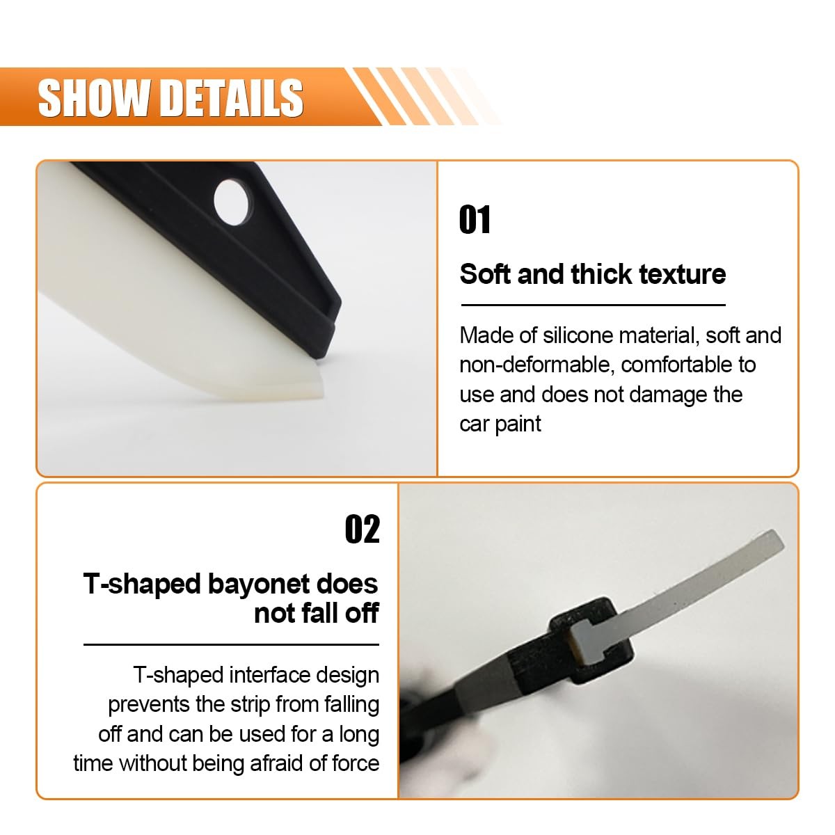 12 Inch Silicone Car Squeegee Water Scraper Wiper Blade Automotive (2PCS)