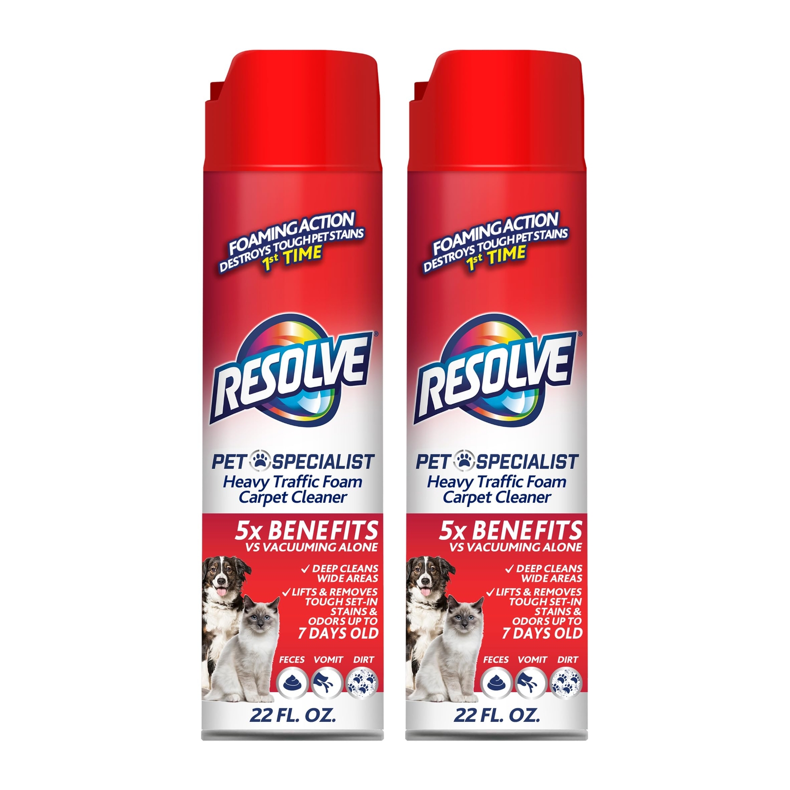 Resolve Pet Specialist Heavy Traffic Foam Carpet Cleaner 22 Fl Oz Pack of 2