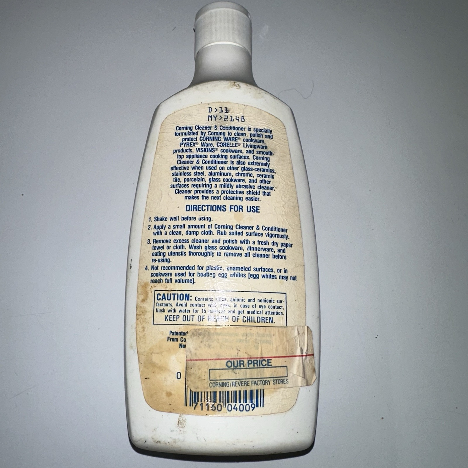 Vintage Corning Cleaner & Conditioner Polish 16 oz. Bottle, +50% Full