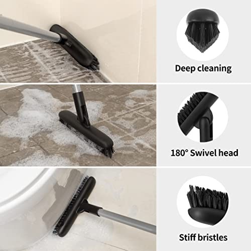 Heavy Duty Grout Scrub Brush 50 Inch Long Handle Stiff Bristles Tile Floor