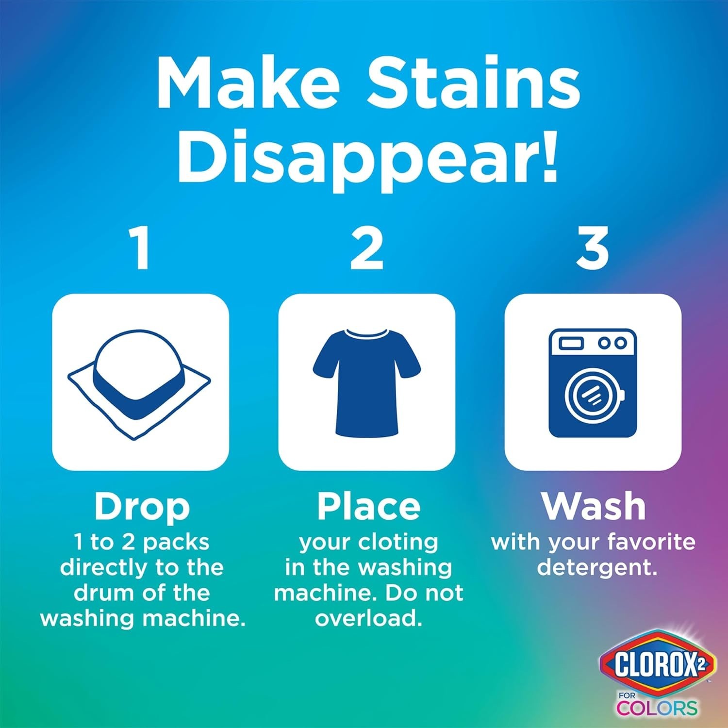Odor-Free Stain Remover & Color Brightener, 40 Packs for All Fabric Care Needs