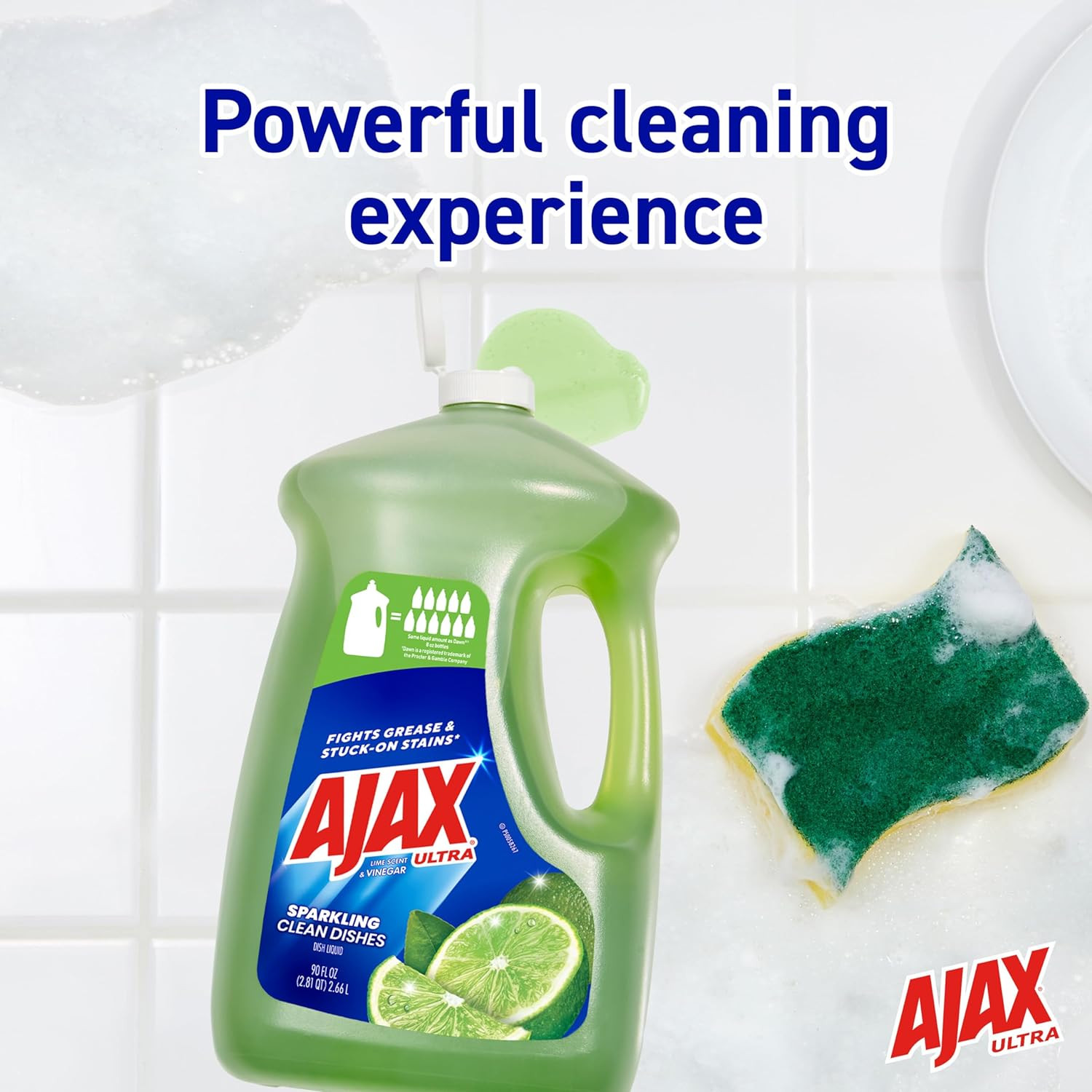 Ajax Ultra Dishwashing Liquid Dish Soap Refill, Vinegar and Lime Scent, 90 Fluid