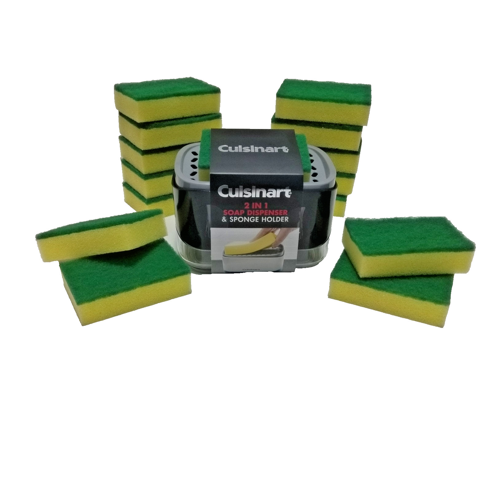 Cuisinart 2 in one soap dispenser and sponge holder includes 15 Scrub Sponges