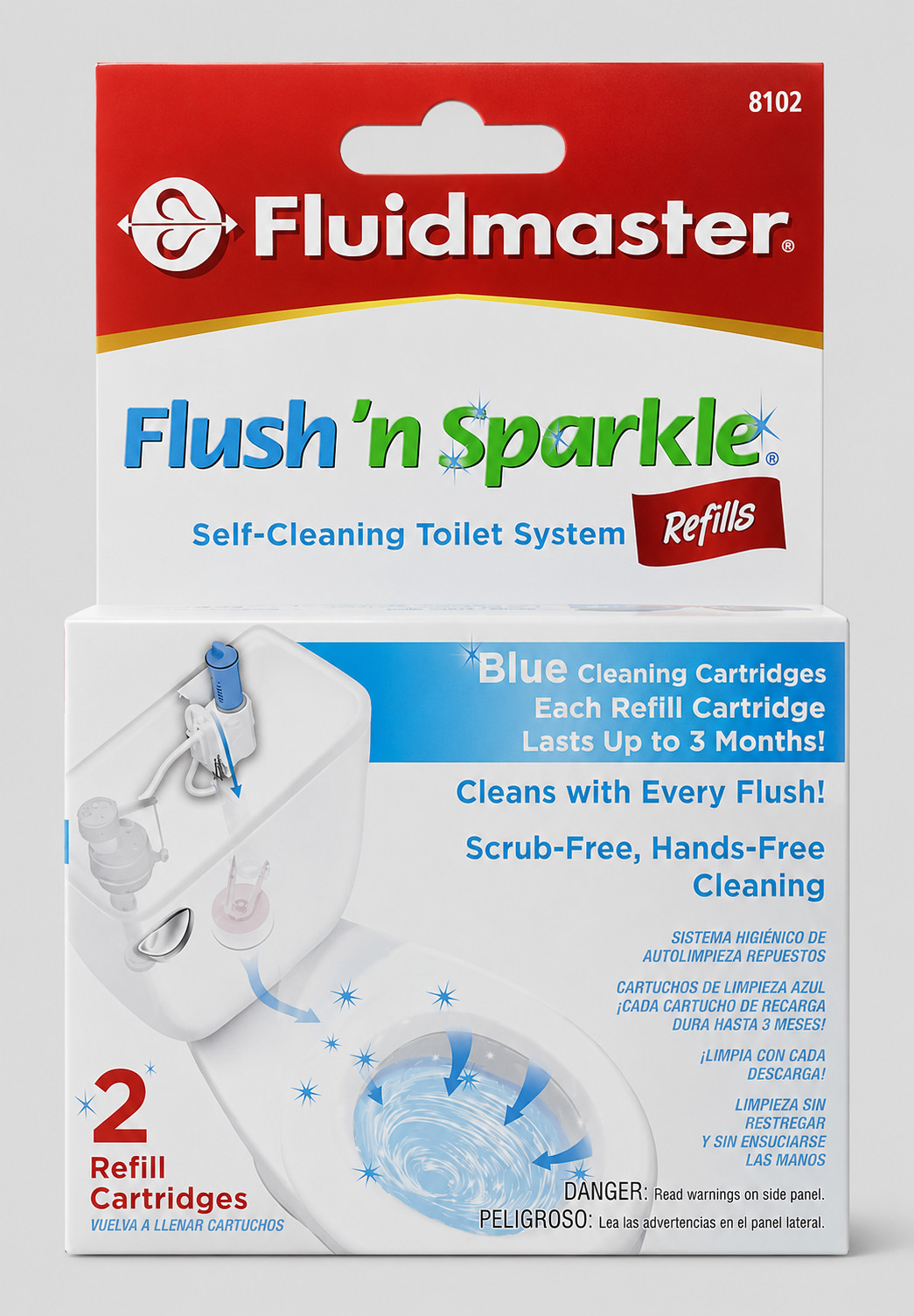 Fluidmaster Flush ‘n Sparkle Toilet Bowl Cleaner Refills Blue 2 Pack 8102P8