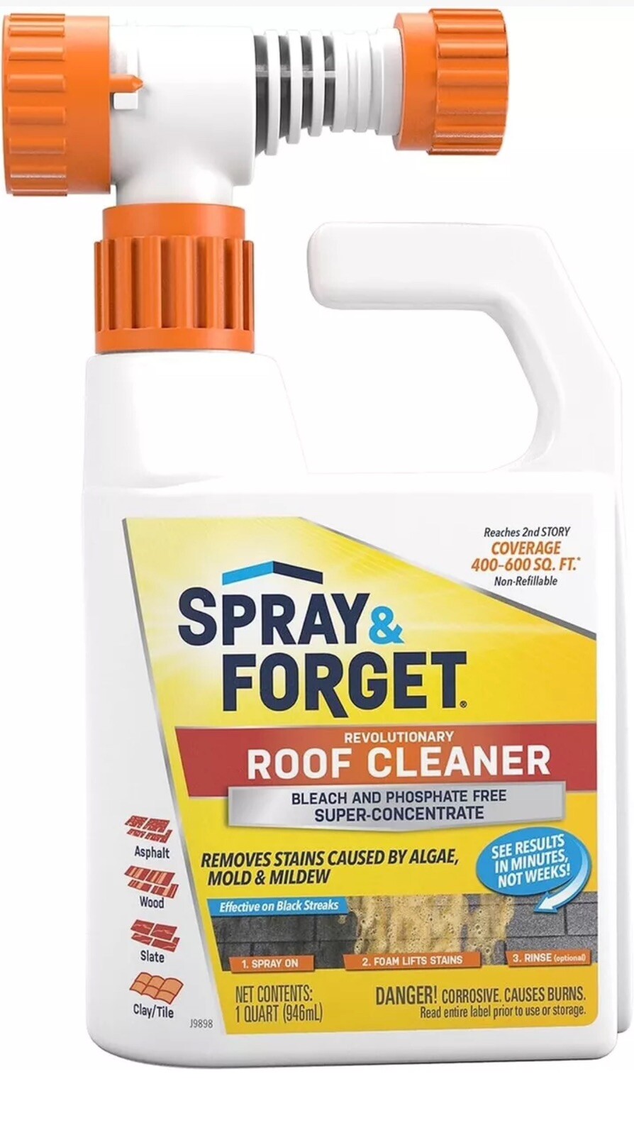 Spray & Forget 1-Quart Hose End Concentrated Roof Cleaner 32 Fl Oz (Pack of 1)