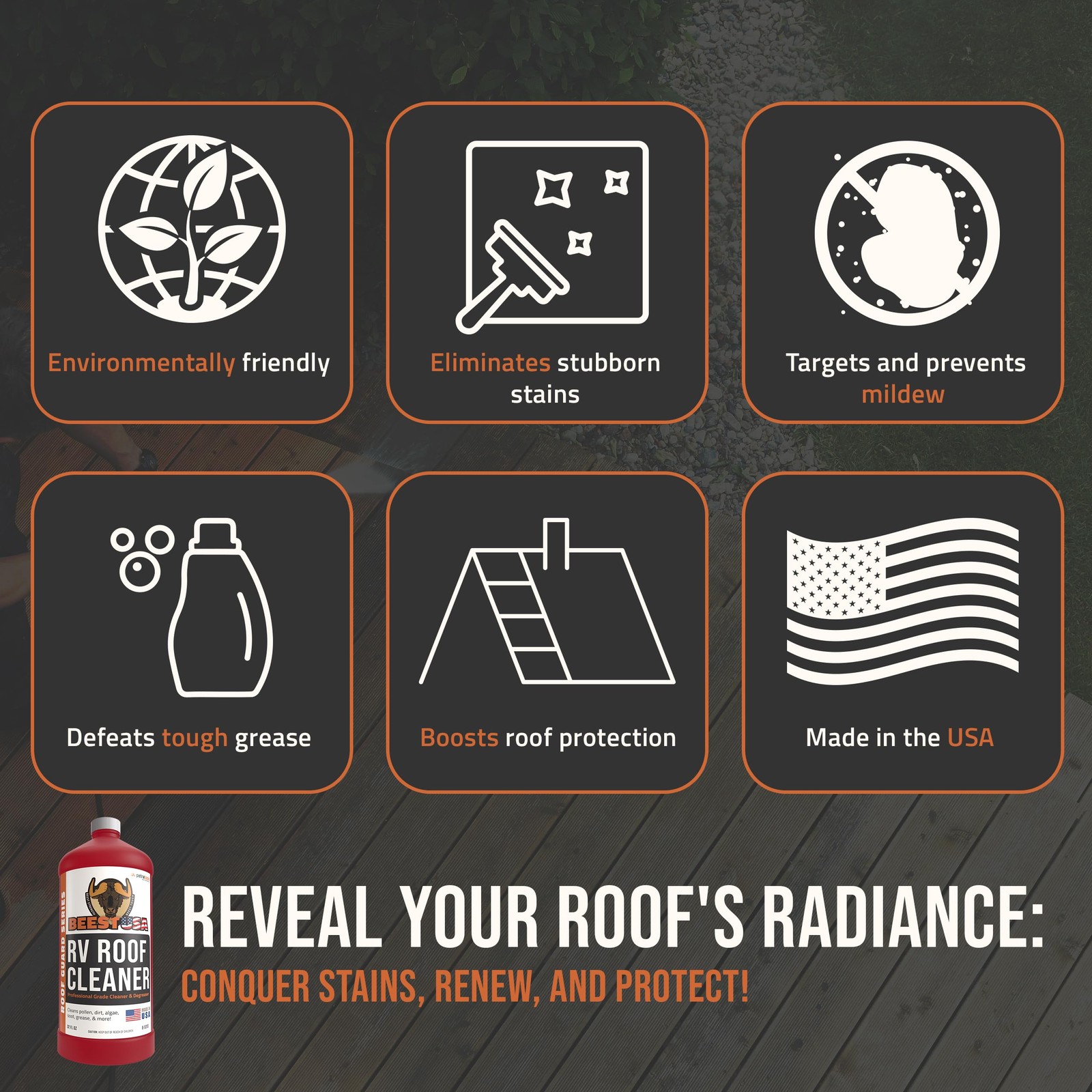 RV Roof Cleaner 32oz Super Concentrated Makes 5 Gallons Dirt Stains Degreaser