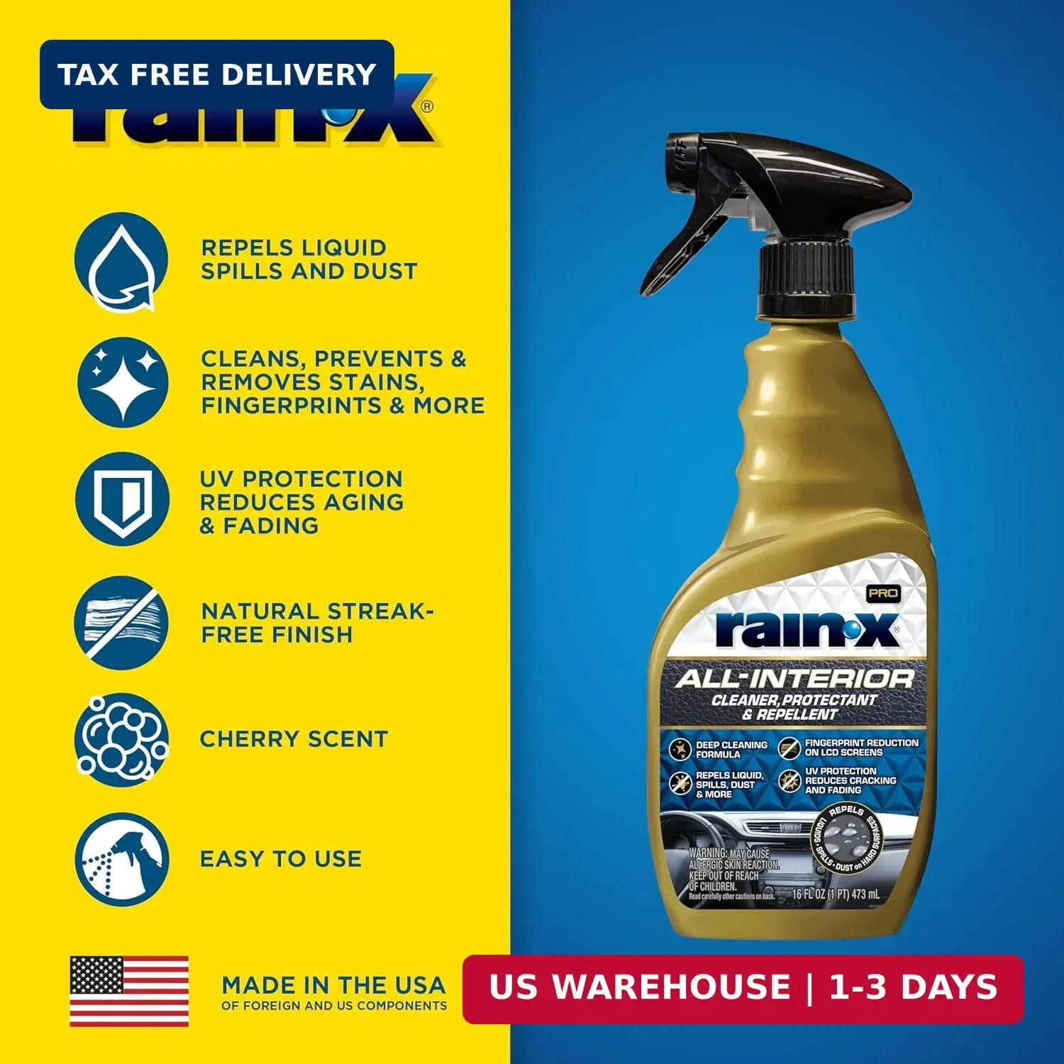 Rain-X 620232SRP All-Interior Cleaner Protectant & Repellent for Car Interiors,