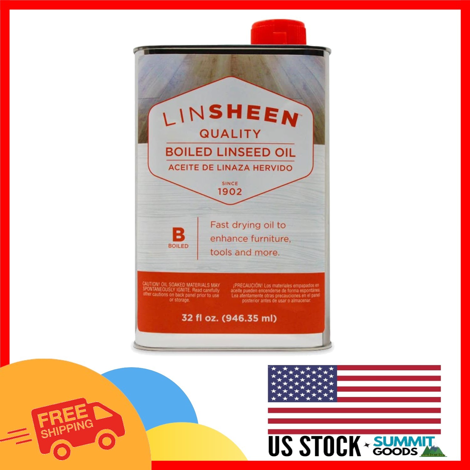 Luxury Boiled Linseed Oil – 32 Fl Oz, Clear Finish for Indoor & Outdoor Wood