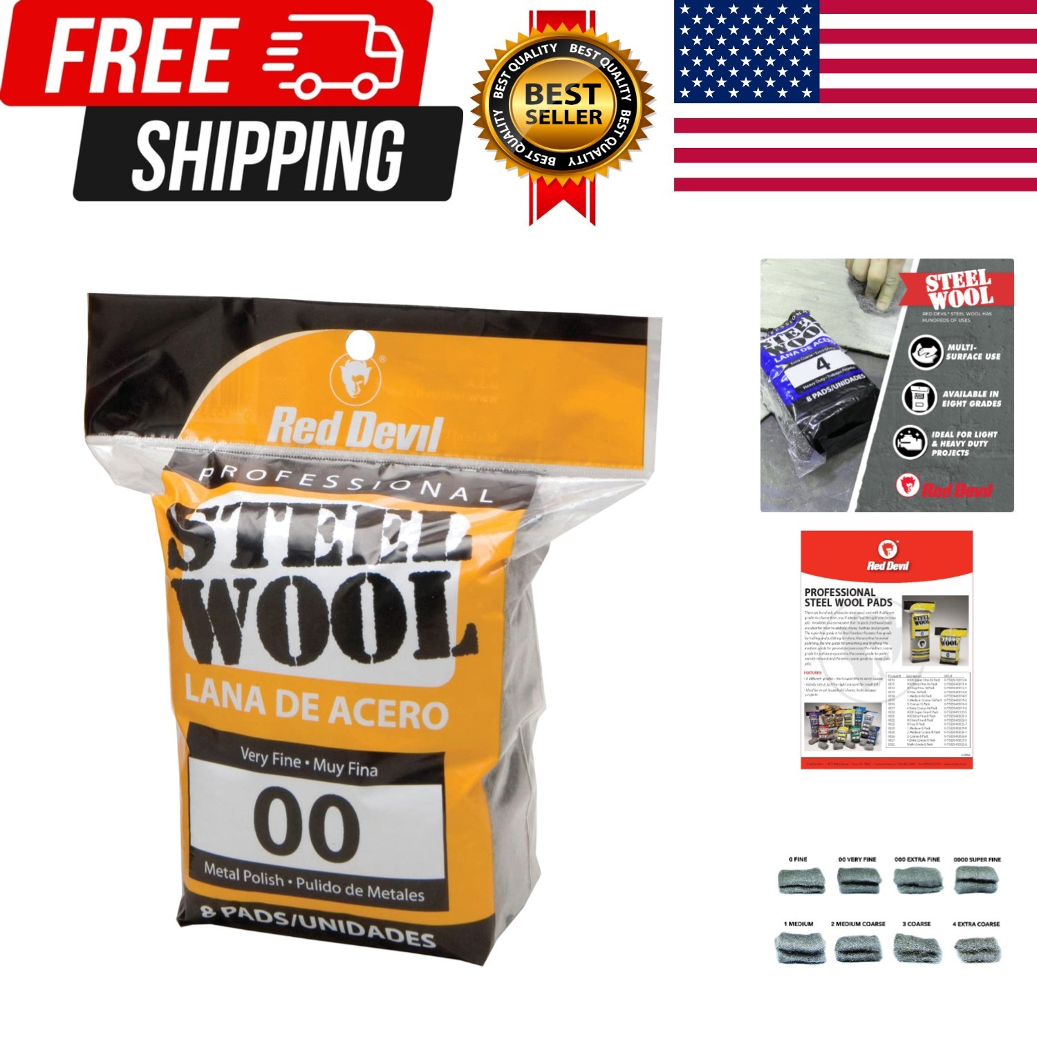 Steel Wool, 00 Very Fine, Pack of 48
