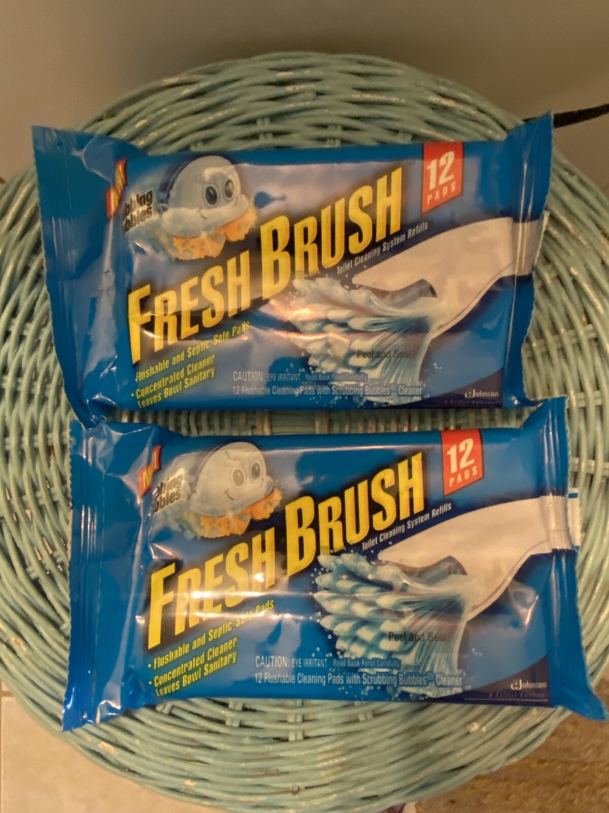 2 Scrubbing Bubbles Fresh Brush Flushable toilet cleaning Refill Pads 12 each