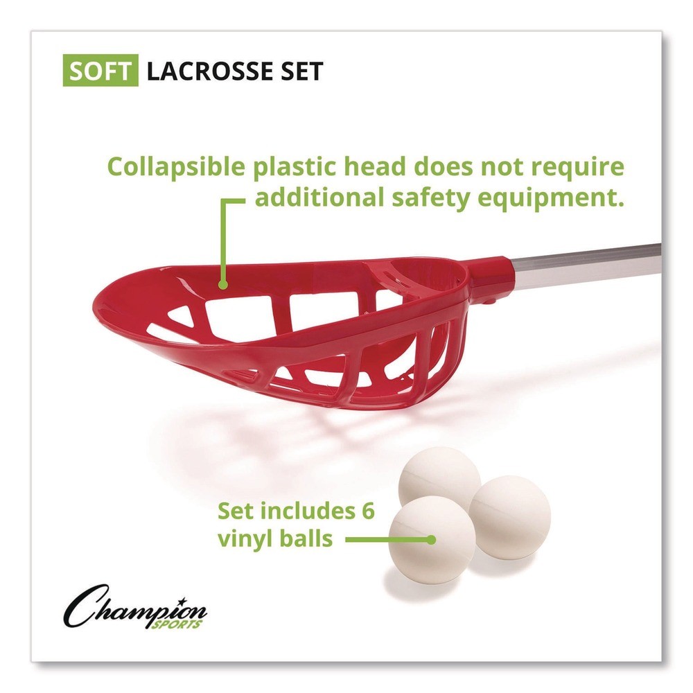 Champion Sports LAXSR 6 Balls/12 Sticks Soft Lacrosse Set (1-Set) New
