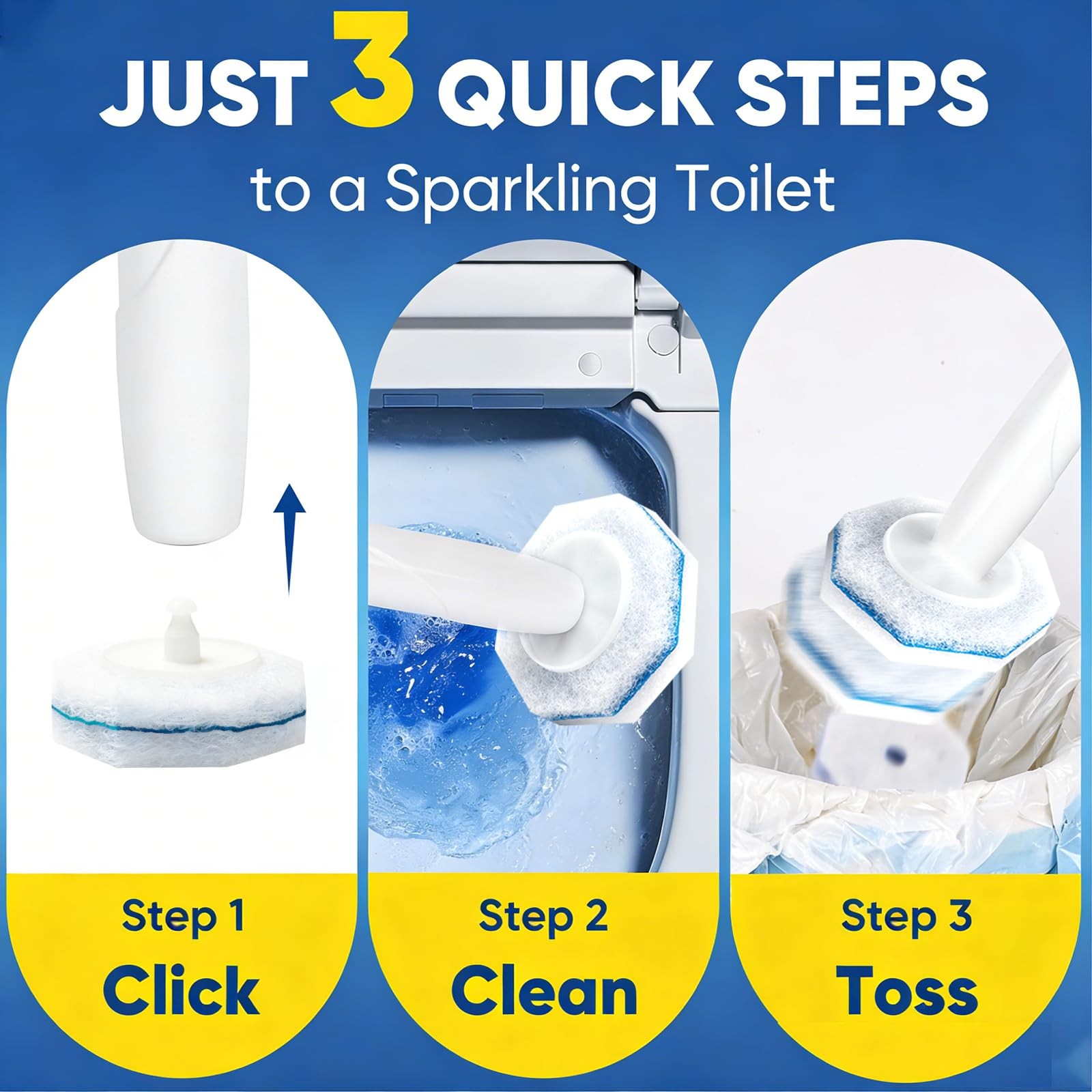 HHXI 60Ct Disposable Toilet Brush Refills, Toilet Bowl Cleaner Refills, Bathr…