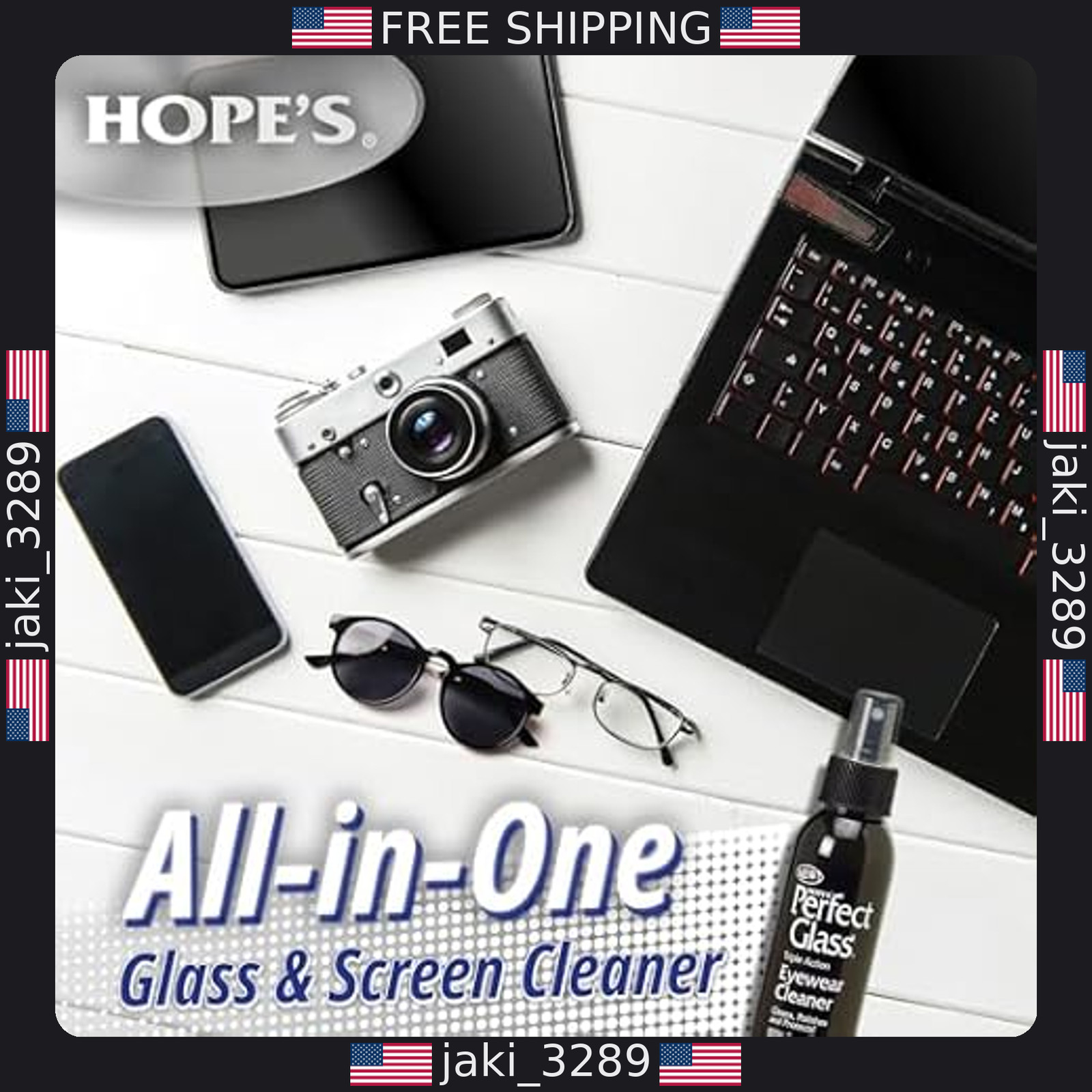 HOPE’S Perfect Glass Cleaner Spray – Anti-Scratch & Anti-Glare, 4 Fl Oz