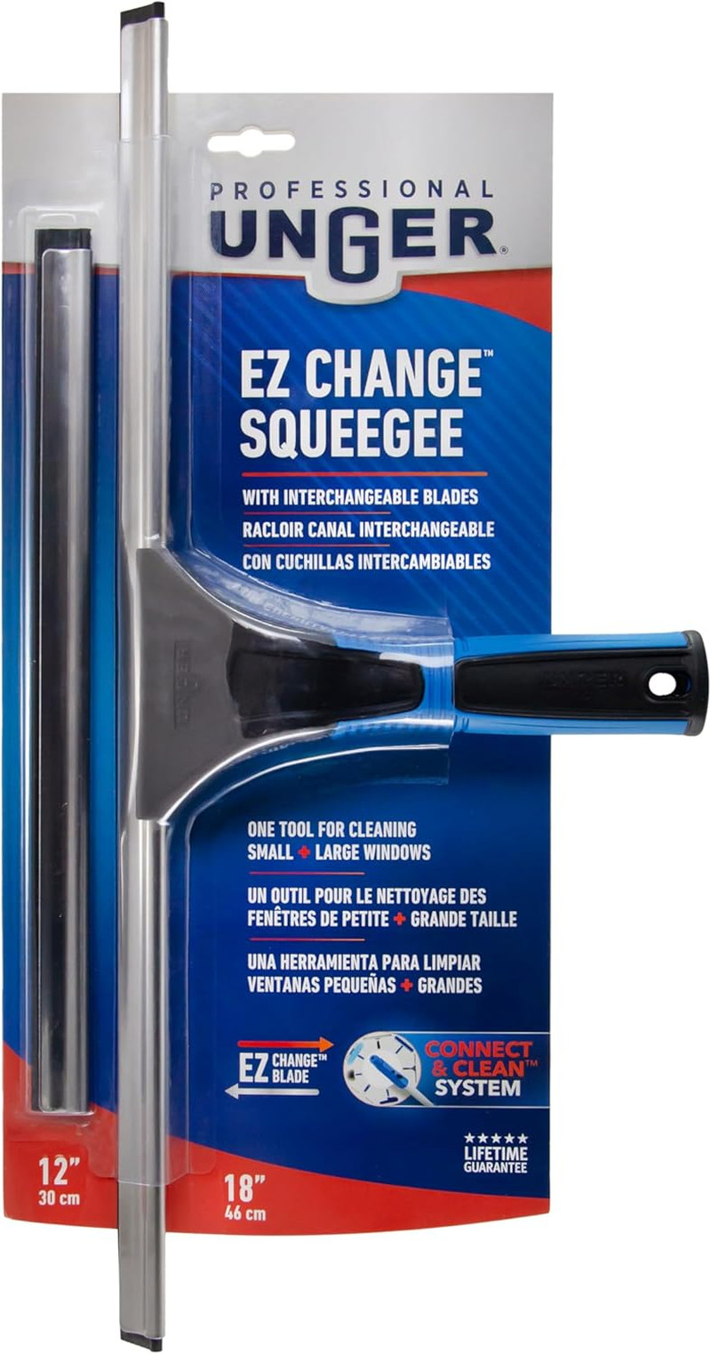 Professional Connect and Clean 18” EZ Change Window and Glass Cleaning Squeegee,