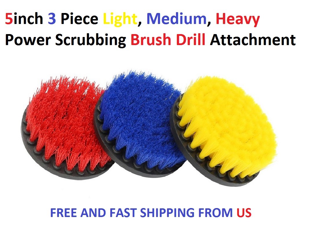 5inch 3 Piece Light, Medium, Heavy Power Scrubbing Brush Drill Attachment