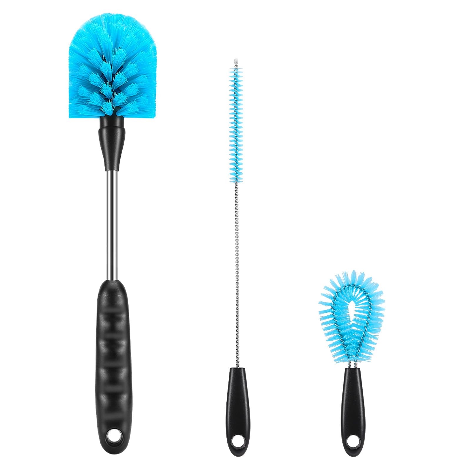 3 Pack 12.2 inch Bottle Brush Set, Long-Handled 3-in-1, Stainless Steel