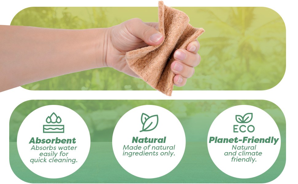 Natural Scouring Pads (12 Pack) – Eco Friendly Scrubbing Pads for Kitchen