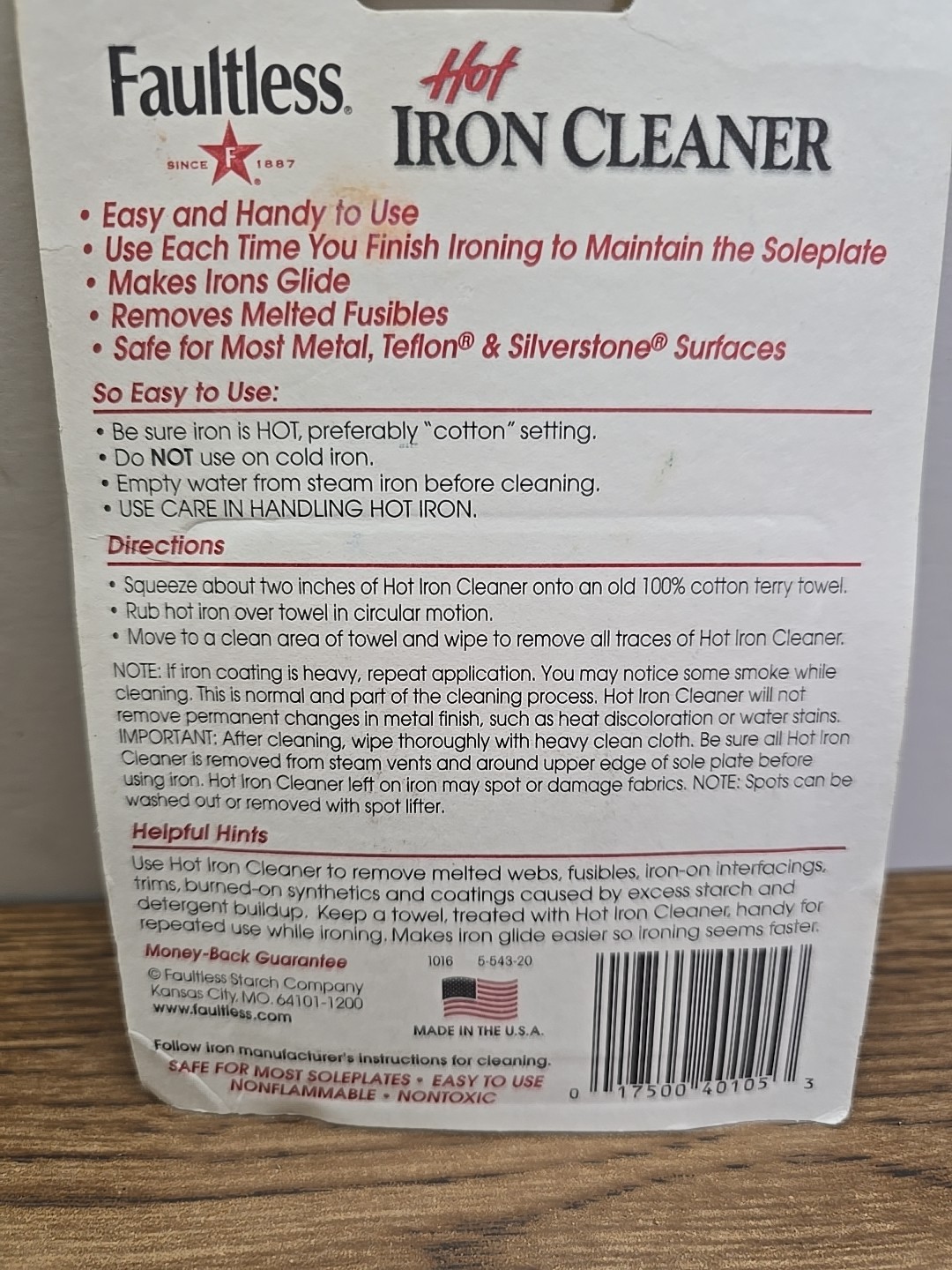 Faultless Hot Iron Cleaner USA Metal Teflon Silverstone Safe 2 Pack NEW