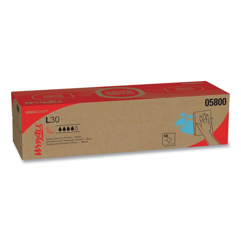 WypAll 05800 L30 POP-UP Box 16.4″ x 9.8″ Towels – White (100/BX, 8 BX/CT) New